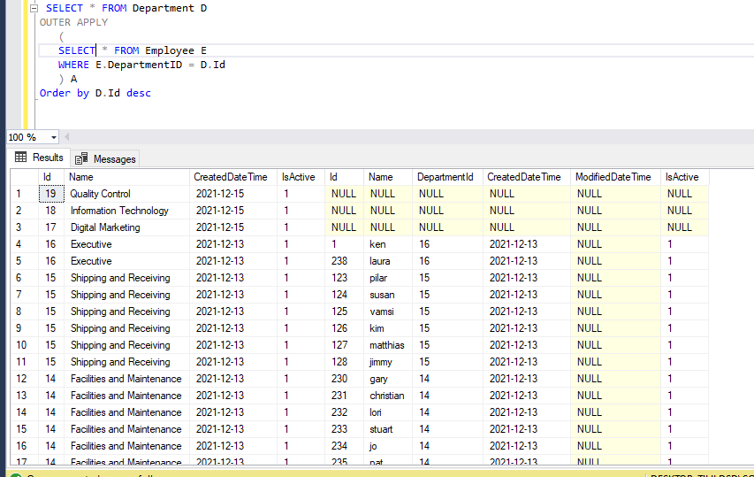 Cross Apply And Outer Apply In Sql Server With Example 7098